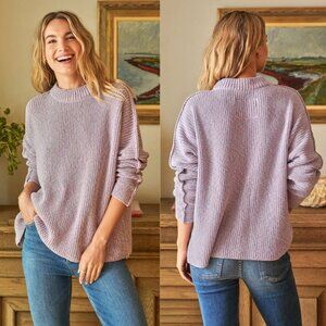 Frank & Eileen Montecito Sweater Pink Blue Marl Knit Pullover Size M